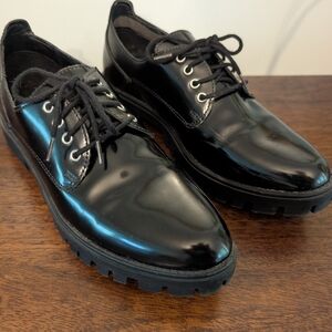 Black Faux Patent Oxfords Size 7.5